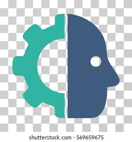 Cyborg icon. Vector illustration style is flat iconic bicolor symbol, cobalt and cyan colors, transparent background. Designed for web and software interfaces.
