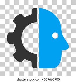 Cyborg icon. Vector illustration style is flat iconic bicolor symbol, blue and gray colors, transparent background. Designed for web and software interfaces.