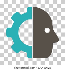 Cyborg icon. Vector illustration style is flat iconic bicolor symbol, grey and cyan colors, transparent background. Designed for web and software interfaces.