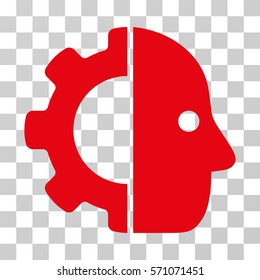 Cyborg icon. Vector illustration style is flat iconic symbol, red color, transparent background. Designed for web and software interfaces.