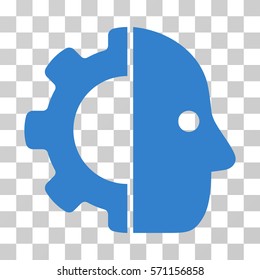 Cyborg icon. Vector illustration style is flat iconic symbol, cobalt color, transparent background. Designed for web and software interfaces.