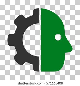 Cyborg icon. Vector illustration style is flat iconic bicolor symbol, green and gray colors, transparent background. Designed for web and software interfaces.