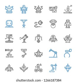 cyborg icons set. Collection of cyborg with robot, industrial robot. Editable and scalable cyborg icons.