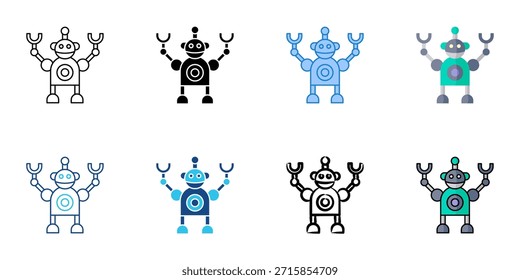 Cyborg-Symbole setzen eine Vektorsammlung mit mehreren Stilen. Bearbeitbarer Strich 
