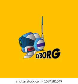 cyborg logo icon for robot or artificial intelligence company