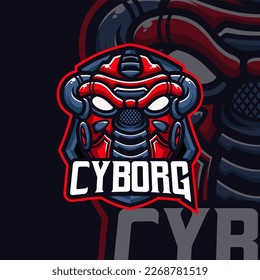Cyborg masscot logo illustration premium vector