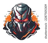 Cyborg mech warrior e-sport emblem logo. Cyborg vector illustration for print