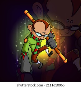 The cyborg monkey is wearing glasses esport mascot design of illustration