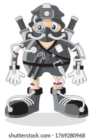 Cyborg Ninja. Isolated on white background. Vector illustration.