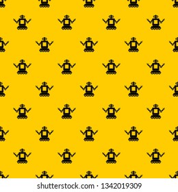 Cyborg on wheels pattern seamless vector repeat geometric yellow for any design