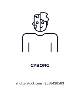 cyborg outline icon. Linear vector from ai and tech concept. Thin line cyborg icon isolated on white background
