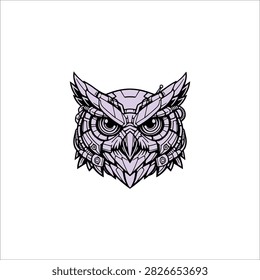 Cyborg owl head illustration artwork
