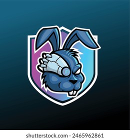 Cyborg Rabbit Head - Vector Illustration