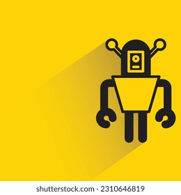 cyborg and robot character with shadow on yellow background