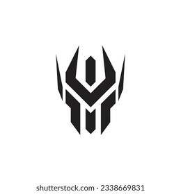 Cyborg robot head, Mech head, vector illustration logo symbol isolated on white background