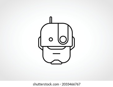 Cyborg Robot. Vector modern line character illustration isolated on white background.