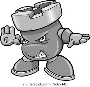  Cyborg Robotic Warrior Chess Rook Vector Illustration