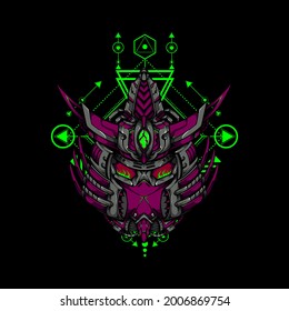 Cyborg Samurai Illustration can use for e-sport and gaming logo