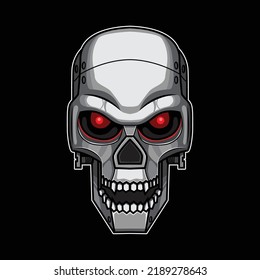 cyborg skull head logo graphic