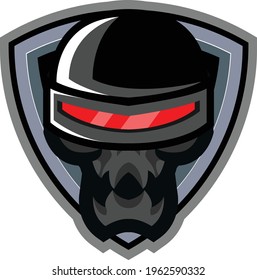cyborg skull reaper mascot logo