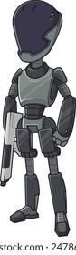 Cyborg soldier character vector illustration