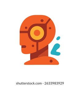 Cyborg technology merges with humanity in a side profile of a human head. Suitable for science fiction, technology, and futuristic concepts.