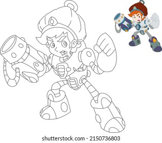 dibujo de vector ciborg para libro de colorante.