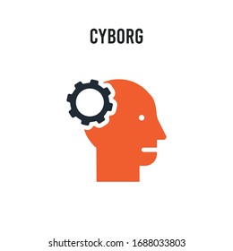 Icono de vector ciborg sobre fondo blanco. Icono de Cyborg de color rojo y negro. Símbolo de signo de ilustración de elemento simple EPS