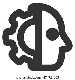 Cyborg vector icon. Style is linear flat icon symbol, gray color, white background.