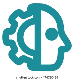Cyborg vector icon. Style is stroke flat icon symbol, soft blue color, white background.
