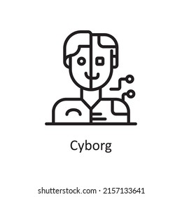 Cyborg Vector Outline Icon Design Illustration. Artificial Intelligence Symbol On White Background EPS 10 File