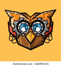 búho vector ciborg con ojos grandes y detallados