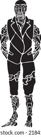 Cyborg-Vektorstencil, Schwarz-Weiß