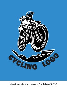 CYCELING LOGO DESIGN WITH CYCEL AND MAN VECOTR 
