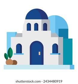 Cycladic home flat vector illustration on white background