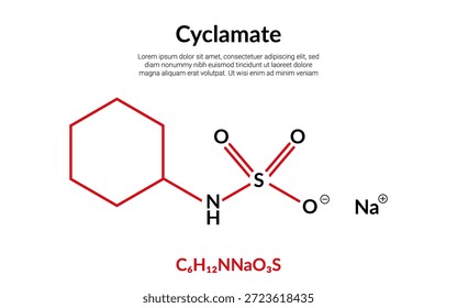 Cyclamate, artificial sweetener, molecular structure formula, suitable for education or chemistry science content. Vector illustration