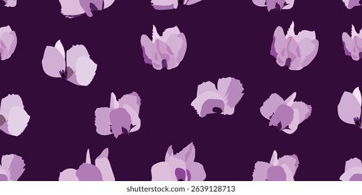 Cyclamen com flower pattern in purple background. Pink flower pattern.