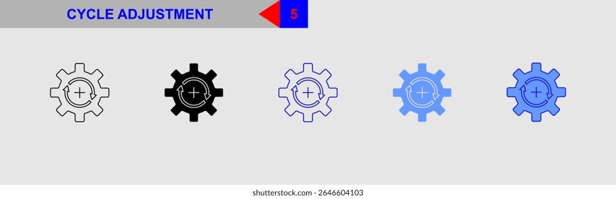 Conjunto de iconos de mantenimiento de proceso de ajuste de ciclo
