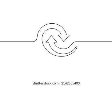 Cycle Arrow Agile Continuous Line Art. Repeat Process, Circular Moving. One Stroke Sketch Outline Drawing. Vector Illustration