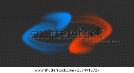 cycle arrow hot and cold airflow, effect indicating changes temperature of air on a grid transparent background