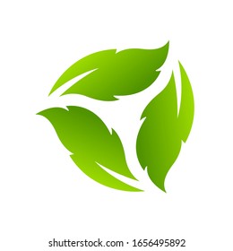 Cycle arrow icon reset with  Eco three green leaves