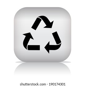 Cycle arrow icon with rounded square web button. vector / illustration