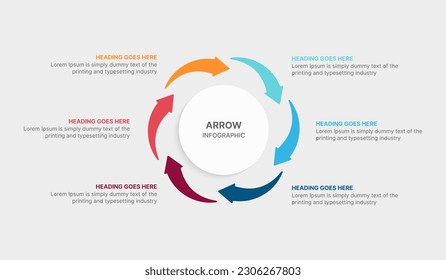 Cycle Arrow Infographic template Design with 6 Steps