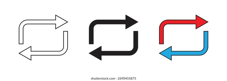 Cycle arrow line icon set. Cycle arrow line vector flat design.