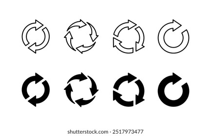 Símbolo de seta de ciclo. Símbolo de seta circular para infográfico de processo de loop. Atualizar símbolo.