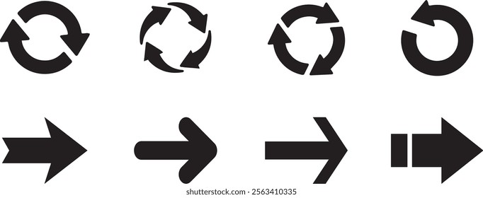 Cycle arrow symbol. Arrow icon, Arrow Cycle vector collection. Arrows vector illustration collection. Circular arrow symbol for loop process infographic. Refresh symbol.