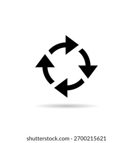 Icono de flechas de ciclo. Rotación circular y símbolo de flecha de repetición