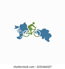 cycle from Belgium to Spain, vector art.