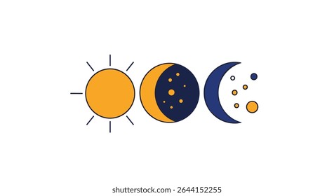 The Cycle of Celestial Bodies A Visual Representation of Day Night Progression Concept