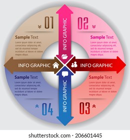 cycle circle modern template for website and graphic, icon, number, text box.